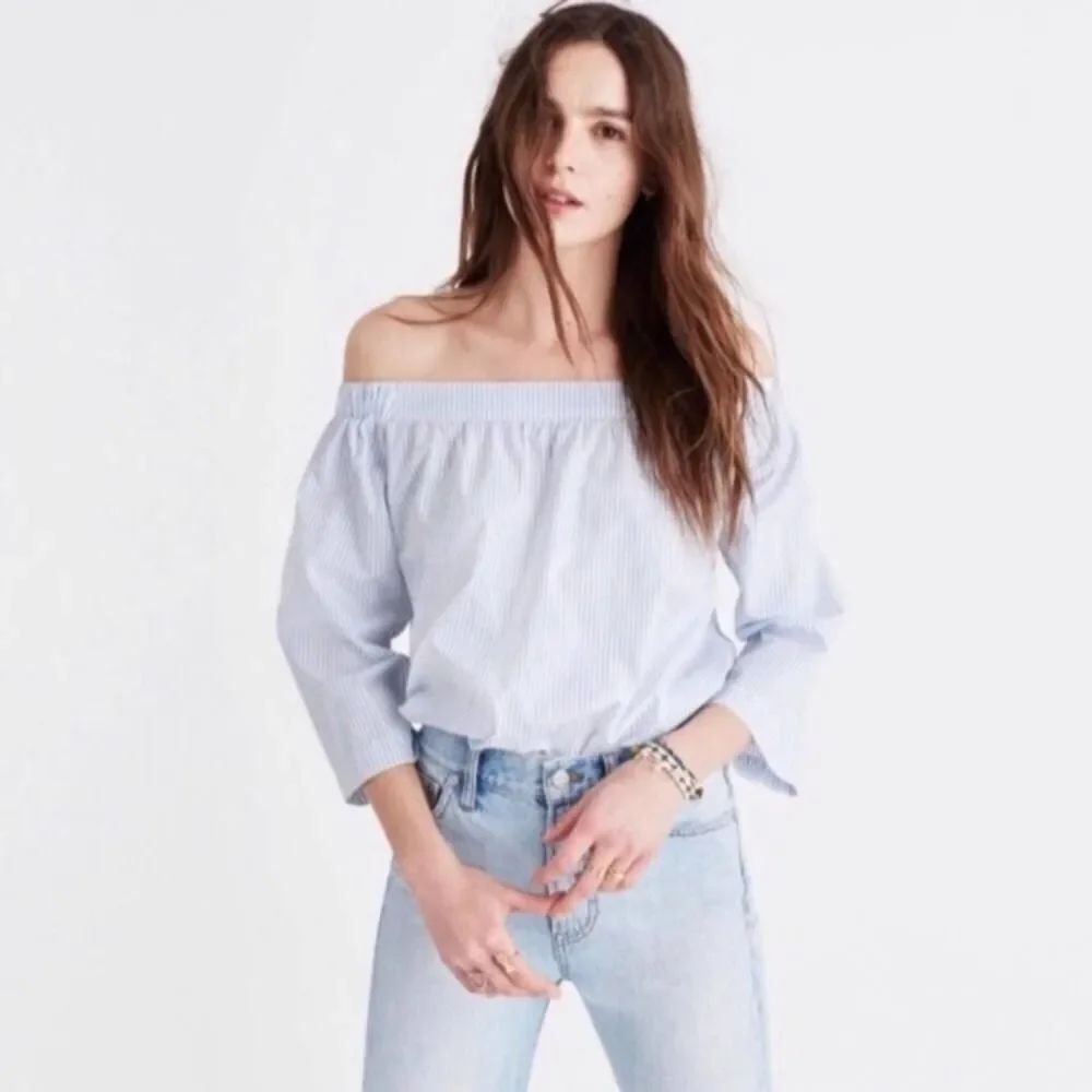 Madewell Striped Off The Shoulder Top XXS